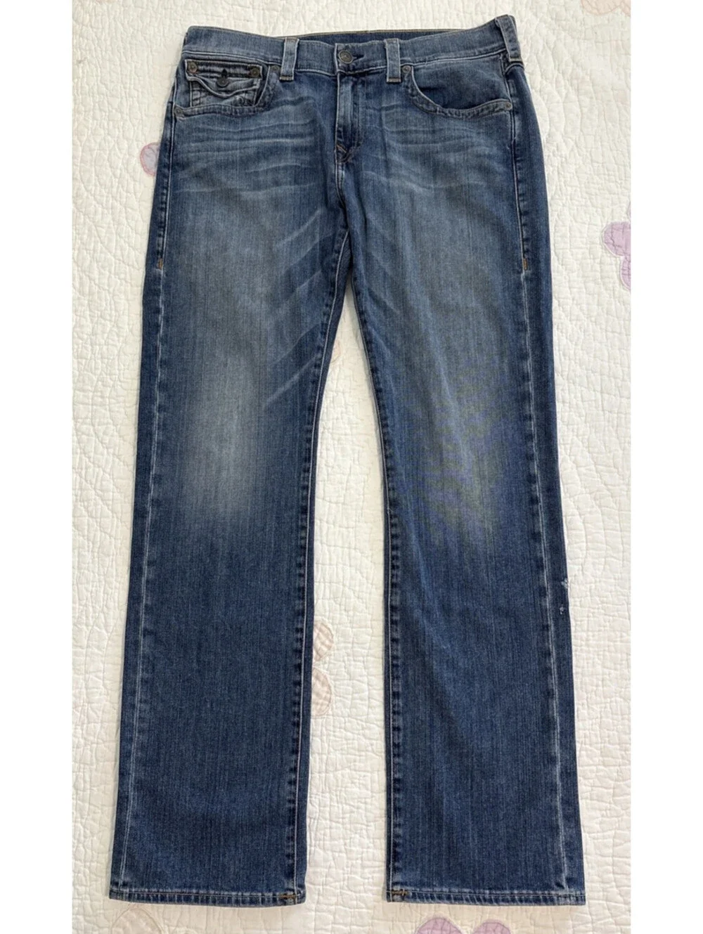 True Religion Ricky Relaxed Straight Jeans Mens 34 (Fits 37x34) Made in USA Y2K
